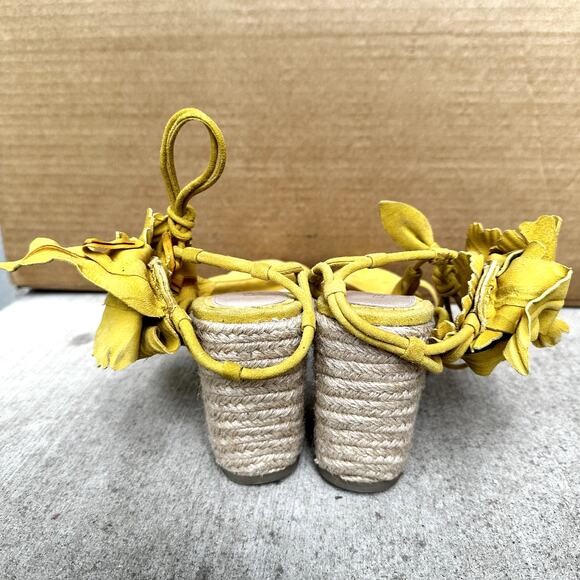 Cecelia Wedge Sandals Lily Platform Open Toe Wrap Around Ankle Strap Yellow 7 - Picture 5 of 7